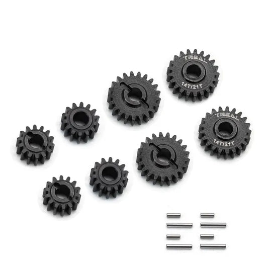 TREAL FCX24 Portal Gears Harden Steel Metal Portal Drive Gears Set 14T/21T (8P) for 1/24 FMS FCX24