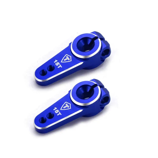 TREAL SCX24 Servo Horn 15T, Aluminum 7075 Servo Arm (2P) Compatible with EMAX Servo for Axial 1/24 SCX24 - blue