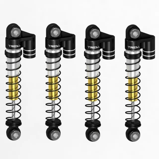 TREAL FCX24 Shocks 43mm Threaded Tele Double Barrel Shocks (4) for FMS 1/24 FCX24 Power Wagon