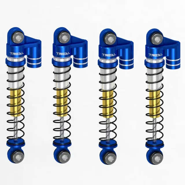 TREAL FCX24 Shocks 43mm Threaded Tele Double Barrel Shocks (4) for FMS 1/24 FCX24 Power Wagon