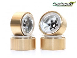 Boom Racing KRAIT™ 1.0" TE37 Beadlock Wheel w/ Brass Rings & Hub Options Set (4) Silver